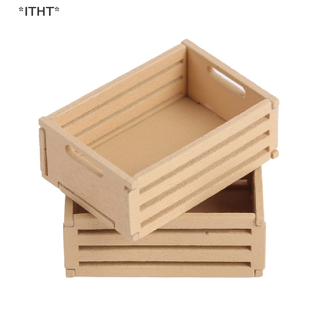 ITHT 3 ชิ้น Dollhouse Miniature กรอบผลไม้ไม้สําหรับ 1:12 Dollhouse