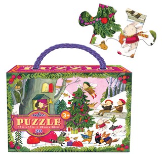 eeboo Christmas in the Woods 20 Pc Glit Puzzle จิ๊กซอว์รูปคริสต์มาสแบบ 20 ชิ้น