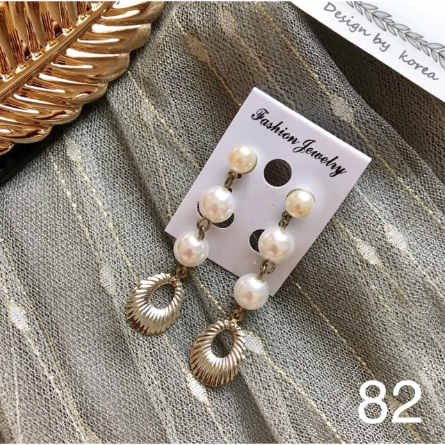 ️ ต่างหูลูกปัดยาว M82