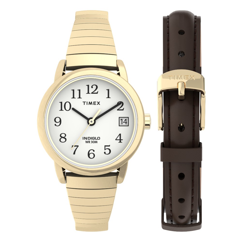 Timex TWG025300 Easy Reader นาฬิกาข้อมือผู้หญิง สายสแตนเลส สีทอง Box set !!แถมฟรี สายหนัง หน้าปัด 25 มม.