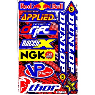 DUNLOP NGK REDBULL สติกเกอร์ชุดแต่งรถ มอเตอร์ไซค์ บิ๊กไบค์ รถยนต์ เนื้อPVC เคลือบเงา กันน้ำ คุณภาพดีสติกเกอร์ยอดฮิต