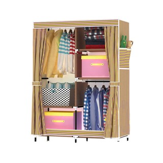 GetZhop ตู้เสื้อผ้า ตู้เก็บของ ตู้ 5 ช่อง cabinet สูง 170 cm. - (Yellow/Brown)