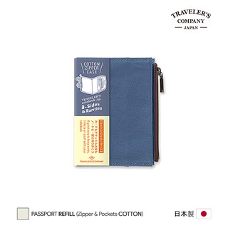 Travelers Passport Refills Cotton Zipper Case Blue - ไส้สมุดทราเวลเลอร์ กระเป๋าผ้า สีน้ำเงิน