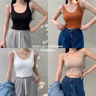 #974 บราเสื้อกล้าม เสื้อกล้ามครอป บราฟองน้ำในตัว ใส่เที่ยว ออกกำลังกาย เก็บทรงเป๊ะ น่ารัก สายฝอ