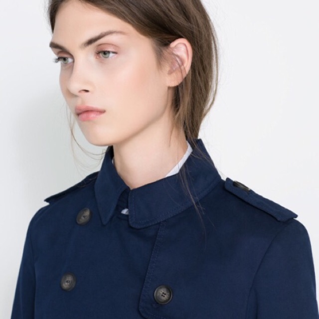 เสื้อโค้ท Zara Trenchcoat ไซส์ M สีน้ำเงิน ของใหม่ ของแท้