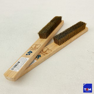 แปรงลวดทองเหลือง 5 แถว ด้ามไม้ ตราสมอ ANKOR แปรงทองเหลือง แปรงขัดสนิม BRASS BRUSH