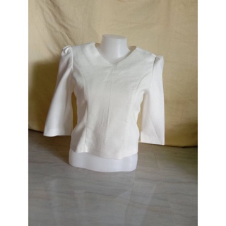 เสื้อผ้าฝ้ายเยื่อไผ่ คอวี แขนกระบอก