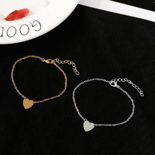 (พร้อมส่ง) กำไลข้อมือลายหัวใจสายโซ่แฟชั่นเกาหลี