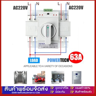 ATS Automatic Dual Power Transfer Switch 2P 63A สวิตซ์สลับแหล่งจ่ายไฟ อัตโนมัติ ระบบไฟฟ้าสำรอง สำหรับระบบ