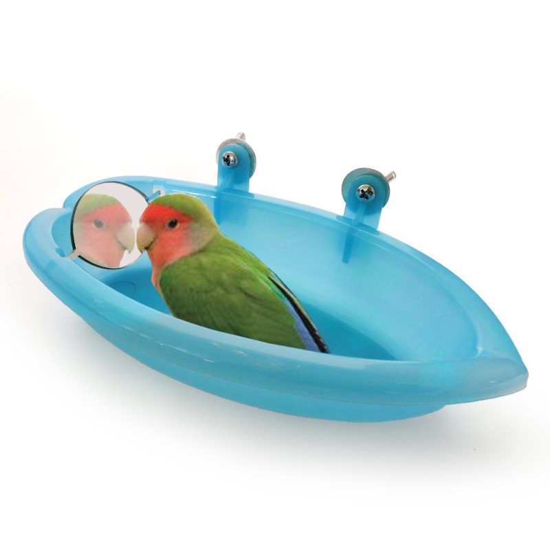 1Pc Parrot Bathtub With Mirror Pet Cage Accessories Bird Mirror Bath