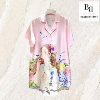 [Code: SSPUPJ ลด 100฿] ชุดนอนเดรส Silk Satin 👑💍 Flower Princess E29🌸 ชุดนอนไหมซาติน ชุดนอนเดรส ชุดเดรส ชุดกระโปรง
