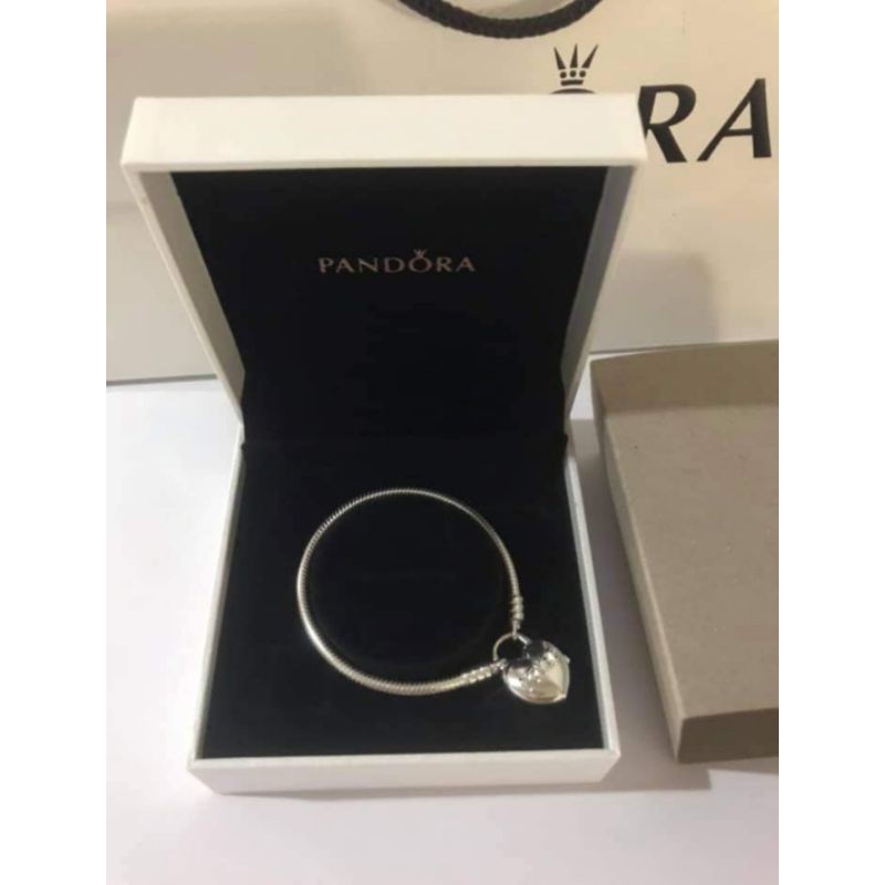 Pandora : Moments Heart Padlock Clasp Snake Chain Bracelet