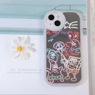 เคสโทรศัพท์มือถือ TPU กันกระแทกสี่มุม ลาย SpongeBob สําหรับ iPhone 14 14pro 14max 14prm iPhone 13 13pro 13prm iPhone 11 7Plus 8Plus Xr XS 13 12 Pro Max