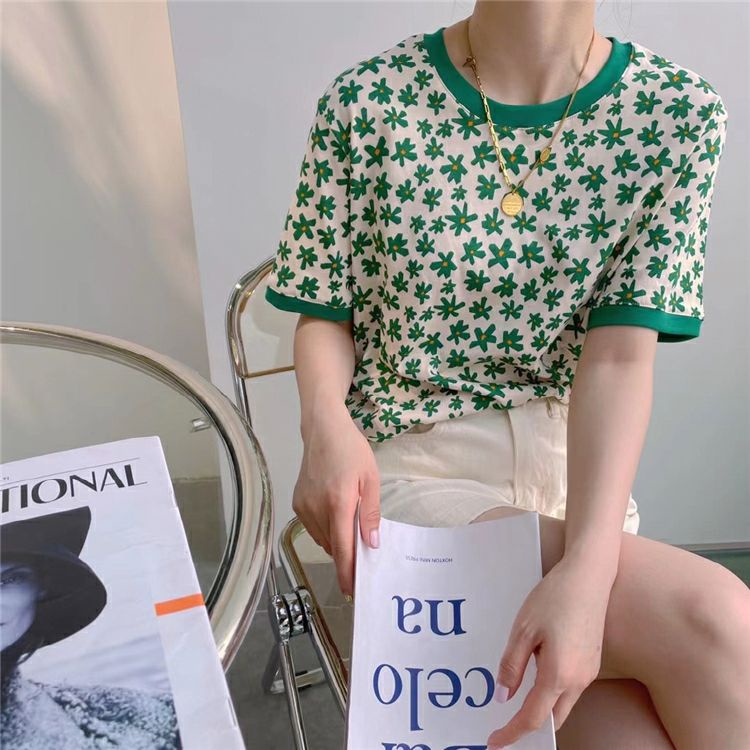 QKshop 🎉เสื้อยืดคอกลมแขนสั้นพิมพ์ลายดอกไม้🔥💞 น่ารักมากๆ  ใส่สบายไม่ร้อน✨ เหมาะกับสาวๆทุกวัย🌈 - รูปที่ 4