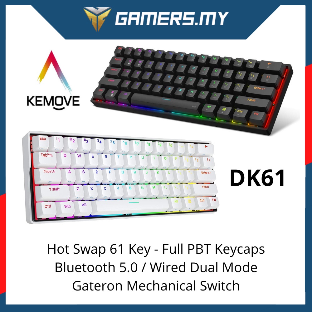 KEMOVE DK61 Snowfox / Shadow - คีย์บอร์ดเชิงกลไร้สาย HotSwap 60% - สวิตช์ Gateron