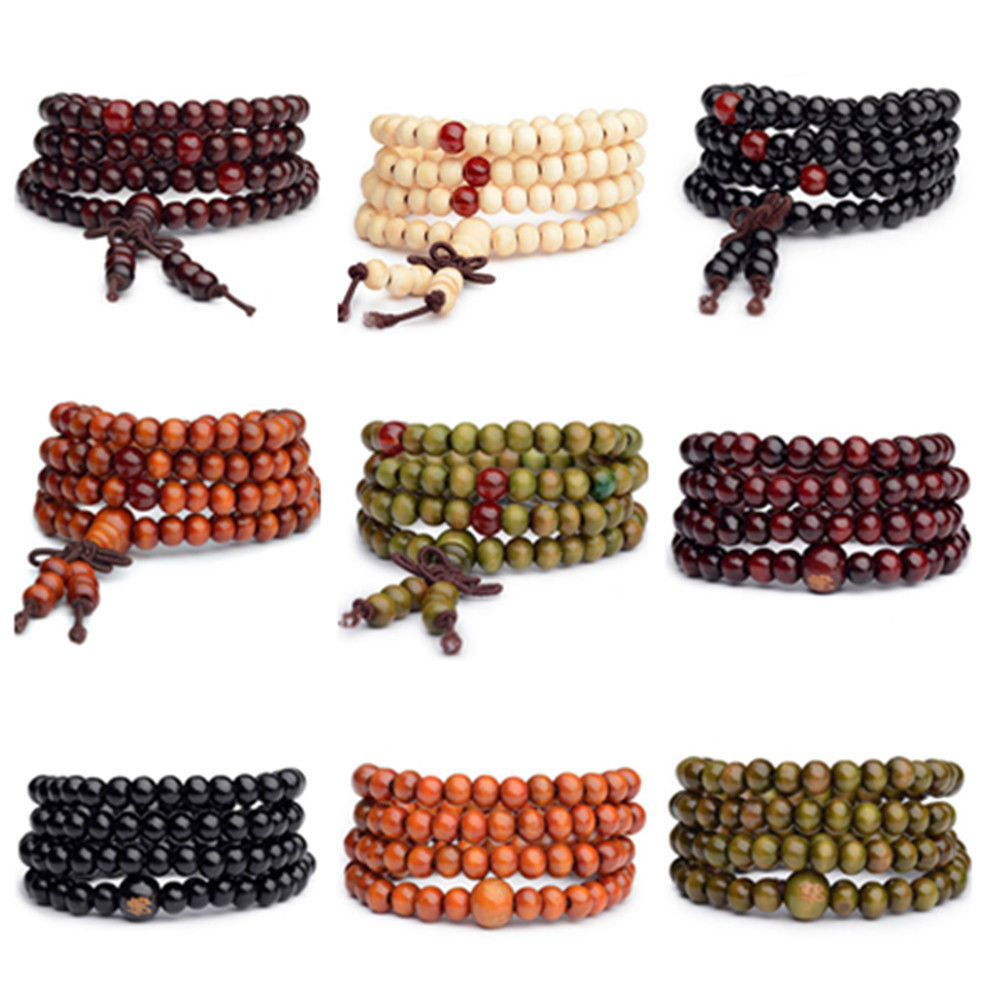 🔥สร้อยข้อมือ ลูกปัดไม้กฤษณาธรรมชาติ 108 6/8 มม. สําหรับผู้ชาย และผู้หญิง