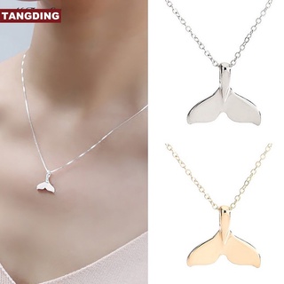 【COD Tangding】Fashion Sweet Glossy Fishtail Necklace Pendant Simple Lovely Mermaid Clavicle Chain