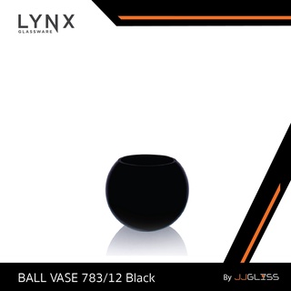 JJGLASS - (LYNX) BALL VASE 783 Black - แจกันแก้ว แจกันกลม แจกันจัดสวน แฮนด์เมด ทรงบอลลูน สีดำ มี 3 ขนาด สูง 12 ซม., 16 ซม. และ 20 ซม.