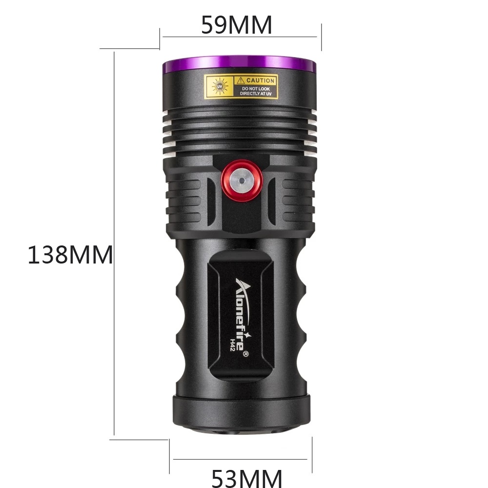 AloneFire H42UV ไฟฉาย UV กําลังสูงพิเศษกระจกสีดํา 365nm 60W ไฟฉาย LED UV Curing กลากเกลื้อนการตรวจจับเชื้อรา - รูปที่ 3