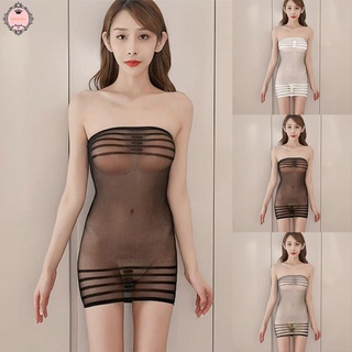 Women Sexy  Strapless Bobydoll See Through Bodycon Tube Dress Mini Clubwear 2022 hot sale new