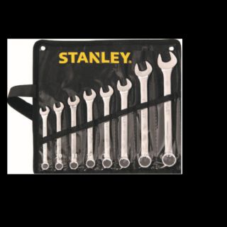 💯STANLEY ชุดประแจแหวนข้าง ปากตาย 8 ชิ้น -ซองผ้าสีดำ STMT80940-8 สีโครเมี่ยม