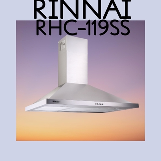 Rinnai รินไน เครื่องดูดควัน rhc-119ss สเตนเลสทั้งตัว ทรงยอดฮิต ฟิลเตอร์ 3 ช่อง + กรองชาโคล มอเตอร์ 280 วัตต์ 1000 ลบ.ม