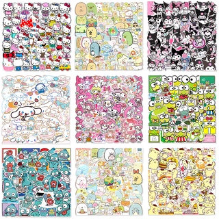 SANRIO สติกเกอร์ ลาย Hello Kitty Kuromi Cinnamoroll Pompompurin Gemini Kawaii สําหรับติดตกแต่ง 50 ชิ้น