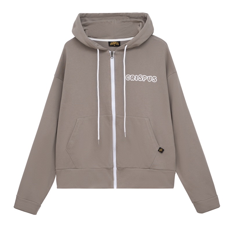 Symbol GREY BROWN ZIP HOODIE JACKET, UNISEX Loose FORM