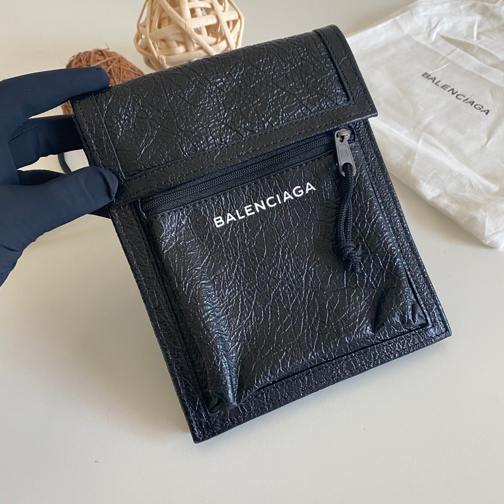 balenciaga explorer pouch strap leather
