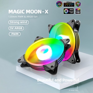 Coolmoon พัดลมระบายความร้อน RGB 5v 3pin 120 มม. 4Pin PWM สําหรับคอมพิวเตอร์