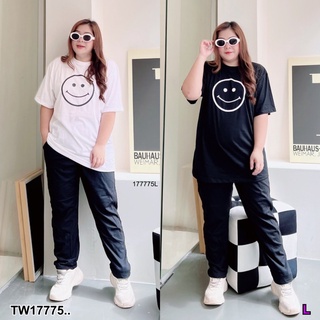 SS17775 Set #Bigsize 2 ชิ้น เสื้อสกรีนลาย + กางเกงขายาว Striped shirt + pants