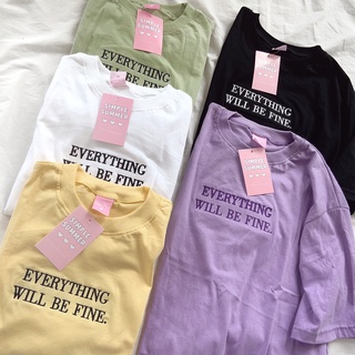 destinytshirt เสื้อยืด oversize ผ้าคอตตอน สไตล์ minimal ปัก everything will be fine