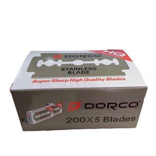 ( 1000 ใบมีด ) *กล่องใหญ่* ใบมีดโกน 2คม สแตนเลส รุ่น ST-300 Dorco Stainless Blade ดอร์โก้ แบบ 100ใบมีด/กล่อง x10 แท้ 100% ดอโก แต่งผม ขน หนวด คิ้ว ***(กล่องใหญ่)***