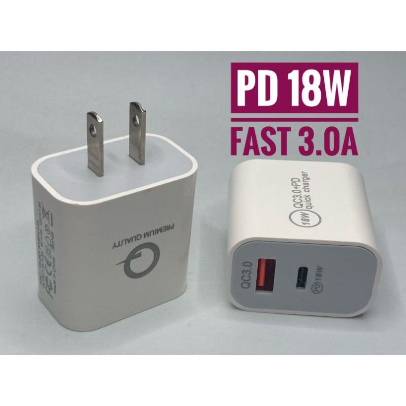 PD 18w 2in1 Adapter PD หัวชาร์จ lPhone 11 iP12 PDและQc3.0A มาพร้อมกัน