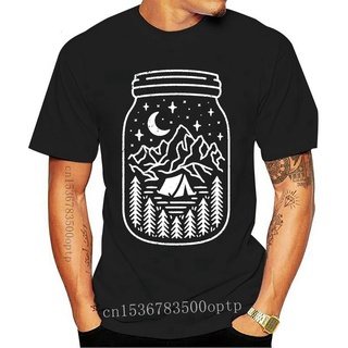 แขนสั้นcrew neckขายดี เสื้อยืดแขนสั้น พิมพ์ลายกราฟฟิค Mason Jar Camping ระบายอากาศ สําหรับผู้ชาย BJldjl70FGdoca55S-XXXXL