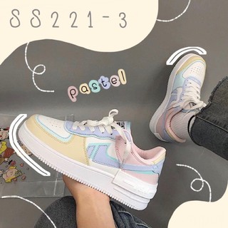 SS221-3 รองเท้าผ้าใบเกาหลีรุ่น Pastel AIR สีพาสเทลหวานๆน่ารัก งานหนังเกรดพรีเมี่ยม