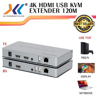 HDMI Extender 120m 4K + USB อุปกรณ์ขยายสัญญาณ HDMI ผ่านสาย LAN ด้วยสาย CAT5E หรือ CAT 6 ระยะไกลสุด 120 เมตร