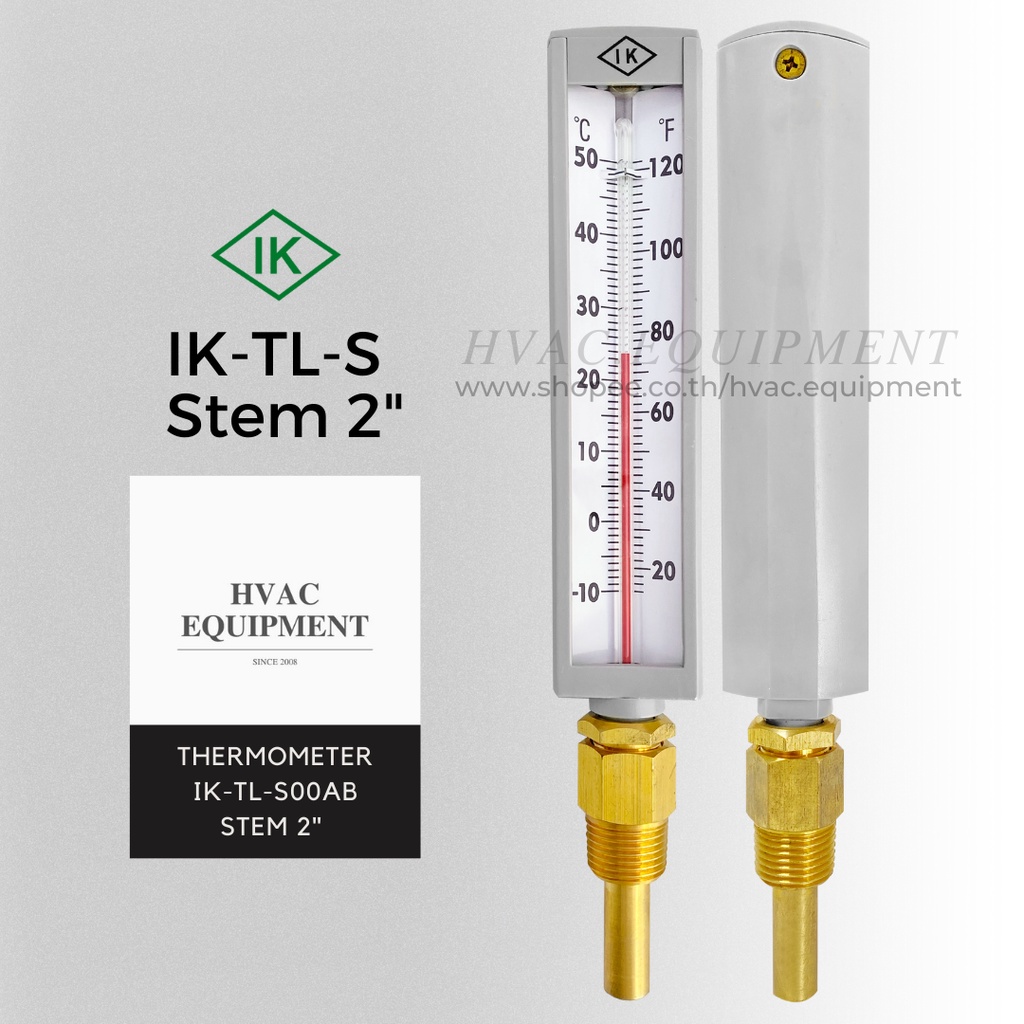 IKTLS Stem 2" แบบเกลียวออกล่าง Industrial Glass Thermometer เทอร์โมมิเตอร์แบบหลอดแก้วปิดพร้อม