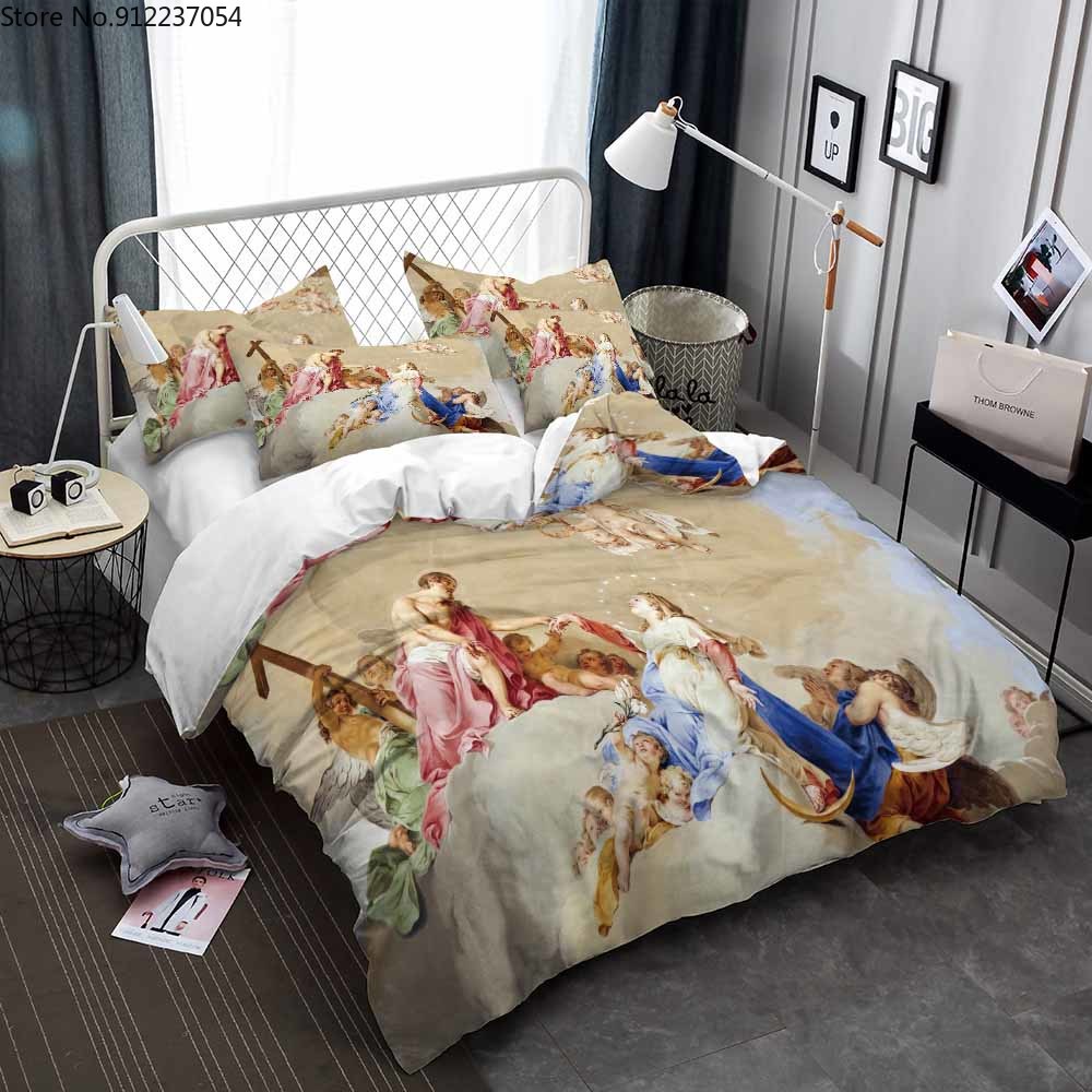 2/3 Pieces Angel Oil Painting Bedding Set 3D Printed Colorful European