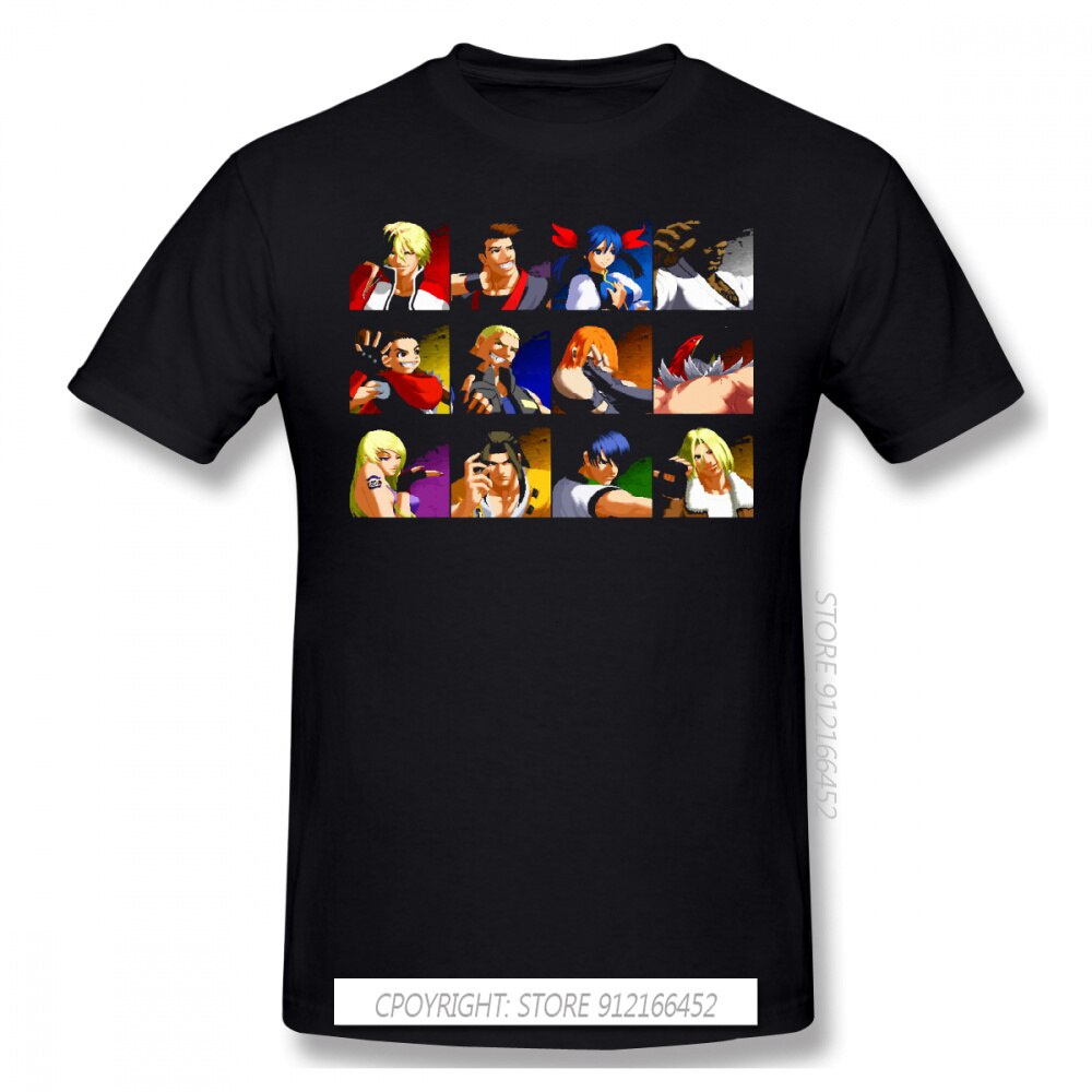 เสื้อยืดผู้ชาย KING OF FIGHTERS ลาย Rugal & Terry ทำจากเนื้อผ้าฝ้ายบริสุทธิ์ สไตล์ฮาราจูกุ