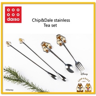 [DAISO Korea] Disney Chip&amp;Dale ช้อนชา กาแฟ โคลนยาว สเตนเลส