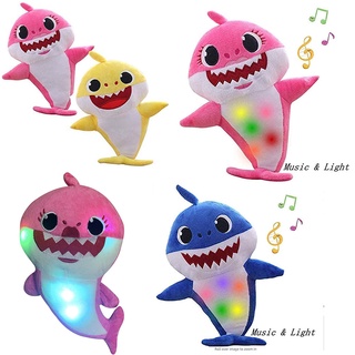 ตุ๊กตาปลาฉลาม มีเสียงเพลง มีไฟ LED ขนาด 32 ซม. สีฟ้า และสีชมพู ของเล่นสําหรับเด็กผู้ชาย และเด็กผู้หญิง