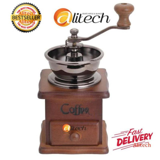 Eco เครื่องบดเมล็ดกาแฟ เครื่องบดกาแฟ Coffee Grinder แบบมือหมุน สแตนเลส (กล่องไม้คลาสสิค) -Coffee