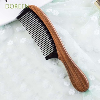 Doreen หวีไม้จันทน์หอมธรรมชาติ แบบพกพา ป้องกันไฟฟ้าสถิตย์ แคบ สีเขียว สําหรับผู้หญิง และผู้ชาย