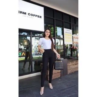 [พร้อมส่ง] #กางเกงสกินนี่ มีกระเป๋าข้าง ใส่ทำงาน ใส่เที่ยว สีดำ #ผ้าดีมาก #สกินนี่