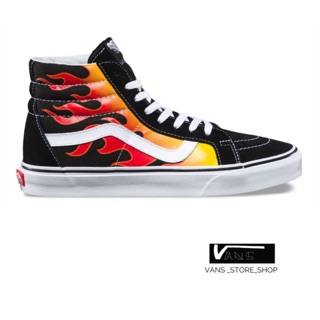 VANS SK8HI FLAME BLACK BLACK TRUE WHITE SNEAKERS สินค้ามีประกันแท้