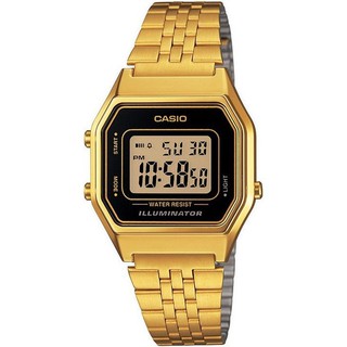 Casio นาฬิกาข้อมือผู้หญิง สายสแตนเลส รุ่น LA680WGA-1DF-สีทอง