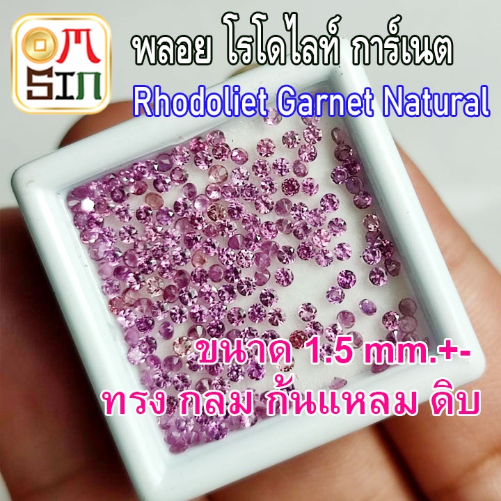 💎🔴A231 1.5 มิล 1 เม็ด กลม พลอยแท้ โรโดไลท์ กาเน็ต RHODOLITE GARNET พลอยสด ธรรมชาติแท้ ไม่เผา