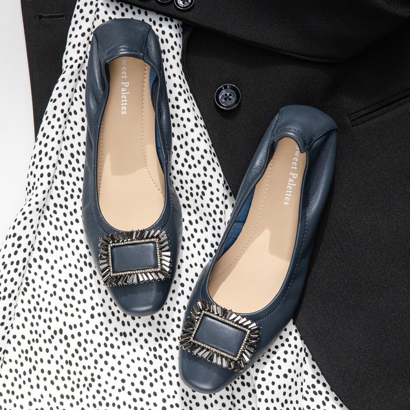 Sweet Palettes รองเท้าหนังแกะ Diaz Lucent Dark