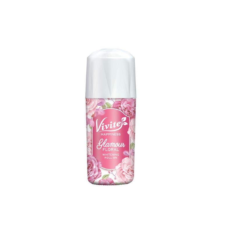 Vivite วีไวต์ แฮปปิเนส กรามัวร์ ฟลอรัล ไวท์เทนนิ่ง โรลออน กลิ่น Pink Flower ขนาด 40 มล.